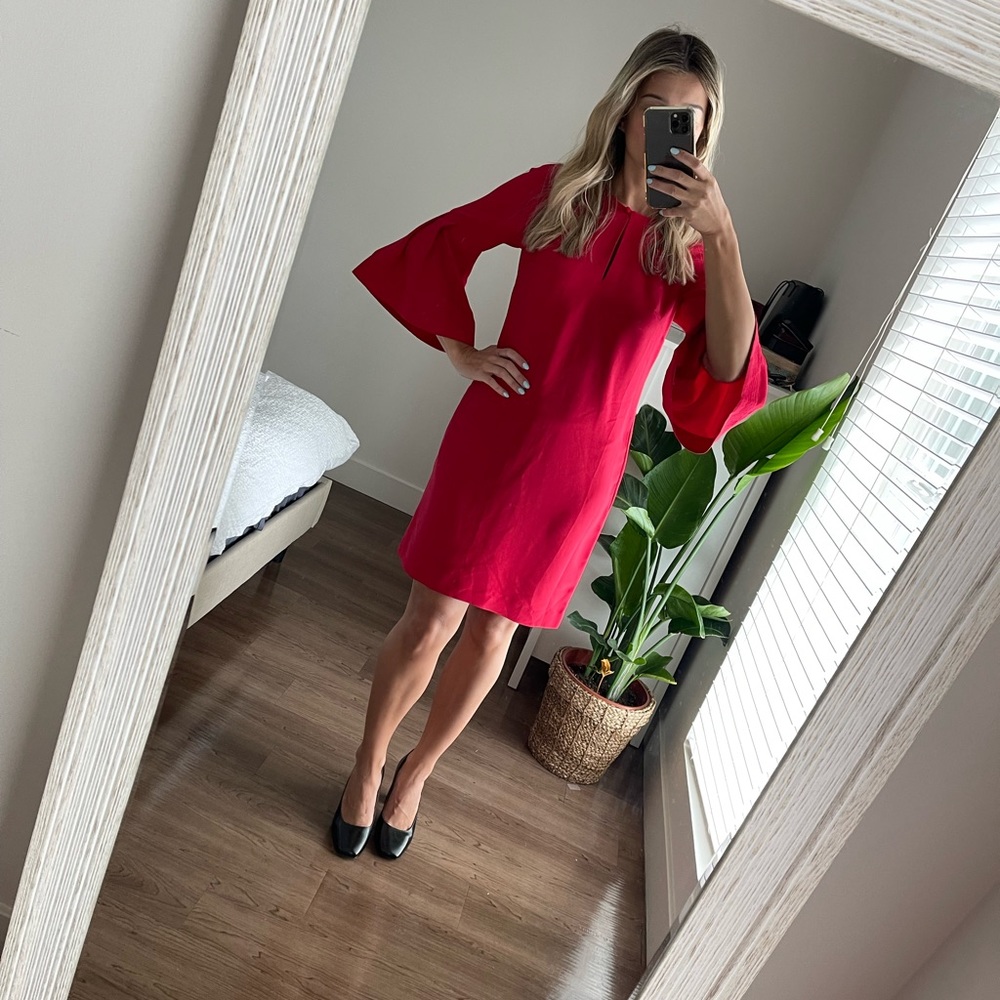 Flutter Sleeve Banana Republic Red Dress